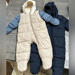 Old Navy Kids Puffer Snowsuits - Cream and Navy